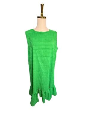 Emery Rose Sleeveless Ruffle-Hem Midi Dress in Bright Green Size L
